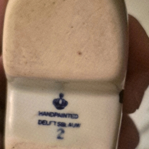 Vintage Miniature Dutch Clog Delft Blue White Holland Porcelain Shoe - Picture 3 of 6